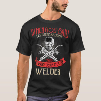 Camiseta Imagem Divertida de Soldagem Atrás