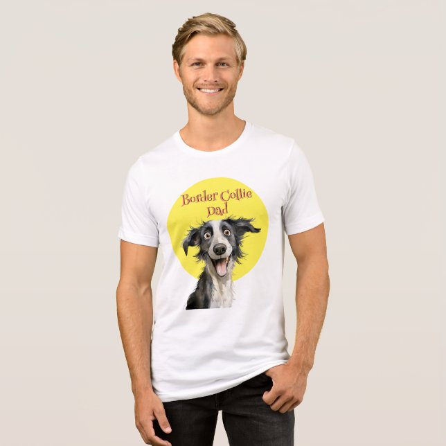Camiseta Imagem do Cachorro Pai Collie da Borda Engraçada (Frente Completa)