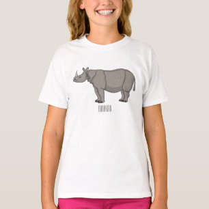 Camiseta Imagem do desenho animado de Javan rhinoceros