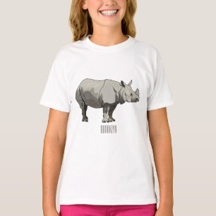 Camiseta Imagem do desenho animado de Javan rhinoceros