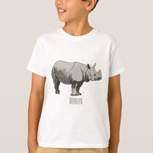 Camiseta Imagem do desenho animado de Javan rhinoceros