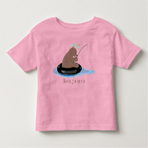 Camiseta Imagem do desenho animado de pesca de filhotes de