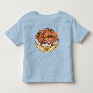Camiseta Imagem do desenho animado do bagel de salmão