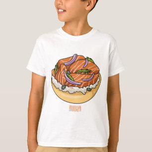 Camiseta Imagem do desenho animado do bagel de salmão