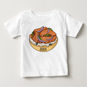 Camiseta Imagem do desenho animado do bagel de salmão