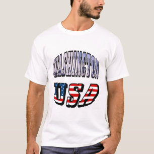 Camiseta Imagem do Estado de Washington e Texto de Sinaliza