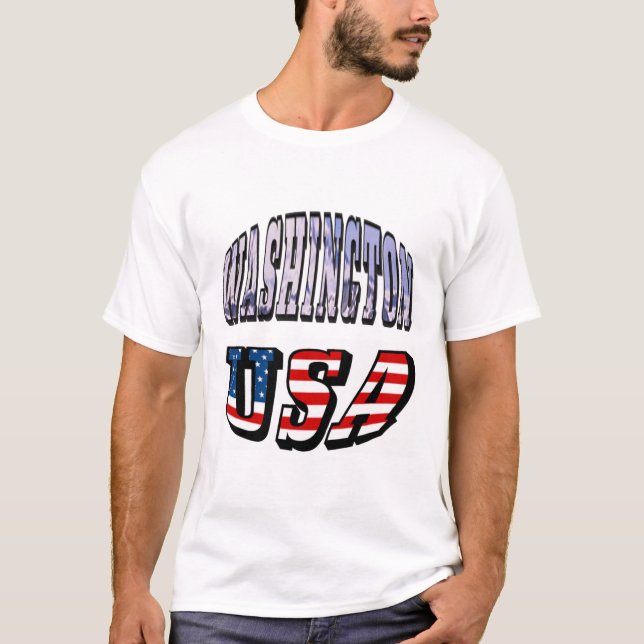Camiseta Imagem do Estado de Washington e Texto de Sinaliza (Frente)