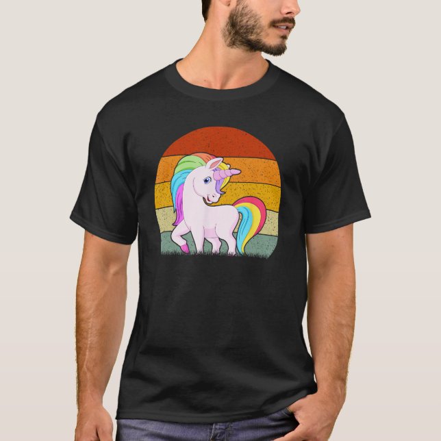 Camiseta Imagem do Estilo Retro Unicórn (Frente)