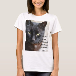 Camiseta Imagem do Lover Gato Preto com Citação Motivativa