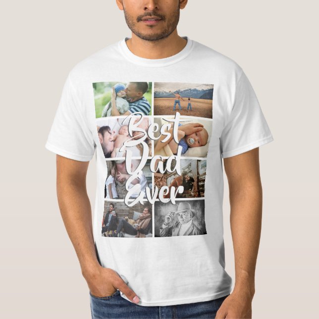 Camiseta Imagem do melhor pai de colagem de 8 fotos persona (Frente)