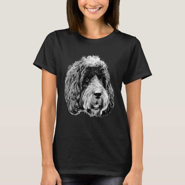 Camiseta Imagem em branco e verso de uma cabeça de Cockapoo (Frente)