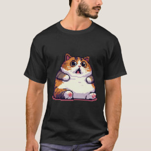 Camiseta Imagem em pixel de gato laranja chocado