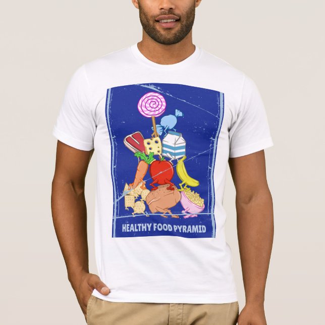 Camiseta Imagem engraçada da pirâmide de comida saudável (Frente)