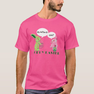 Camiseta Imagem Engraçada de Coelhinhos de Páscoa Verde