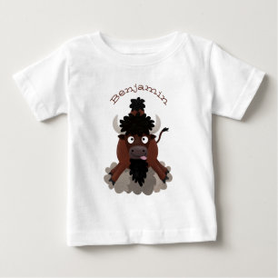 Camiseta Imagem engraçada de desenho animado de bisonte de