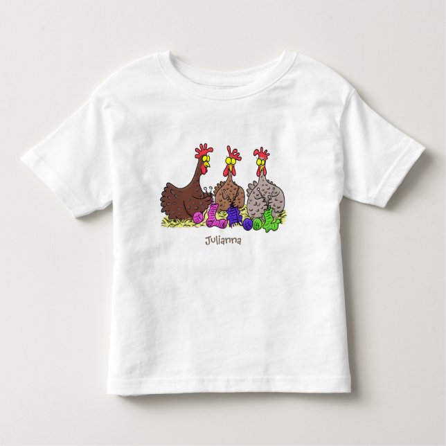 Camiseta Imagem engraçada de desenho animado de galinhas (Frente)