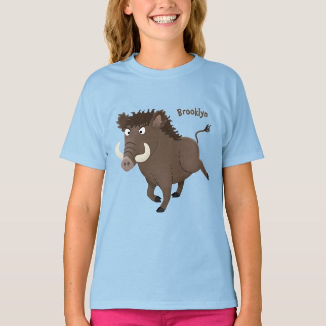 Camiseta Imagem engraçada de desenho animado de javalis (Frente)