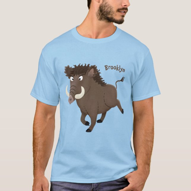 Camiseta Imagem engraçada de desenho animado de javalis (Frente)
