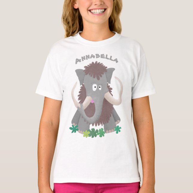 Camiseta Imagem engraçada de desenho animado de mamute (Frente)