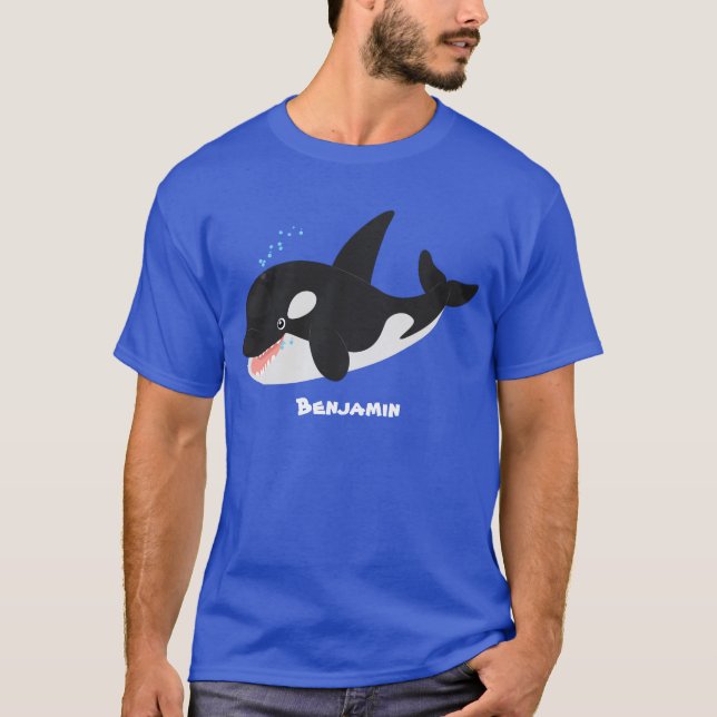 Camiseta Imagem engraçada de desenho animado de orca (Frente)
