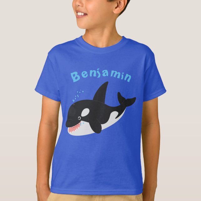 Camiseta Imagem engraçada de desenho animado de orca (Frente)