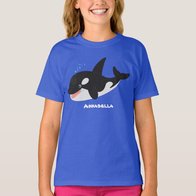 Camiseta Imagem engraçada de desenho animado de orca (Frente)