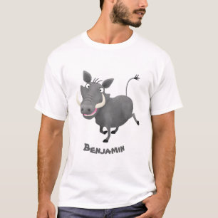 Camiseta Imagem engraçada de desenho animado de porco-bran