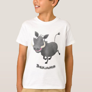 Camiseta Imagem engraçada de desenho animado de porco-branc