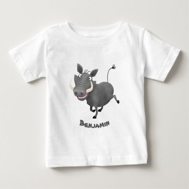 Camiseta Imagem engraçada de desenho animado de porco-branc (Frente)