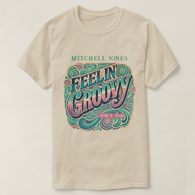 Camiseta Imagem Personalizada do Groovy Retro 70s (Frente do Design)
