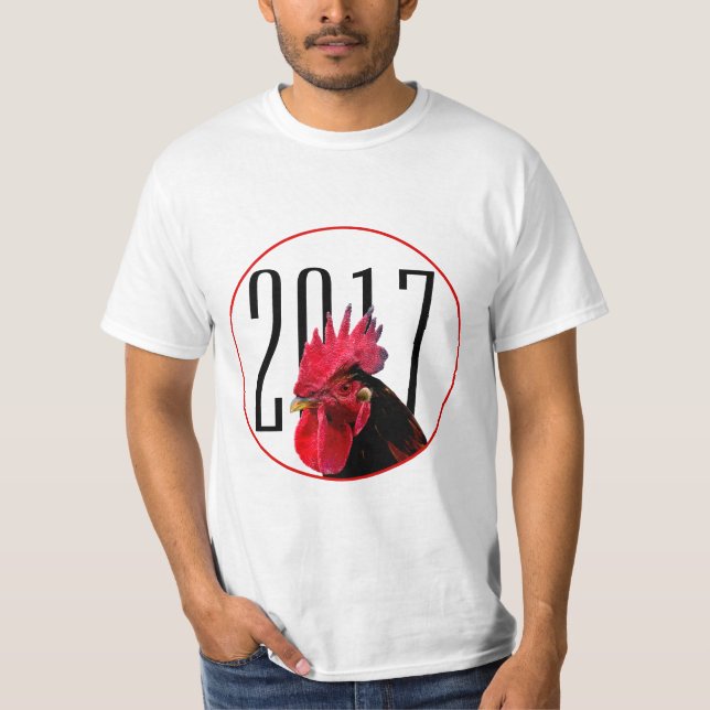 Camiseta Imagem pixelizada do Ano Novo Chinês Rooster 2017 (Frente)