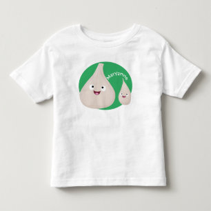 Camiseta Imagem vegetal de desenho animado de alho giro