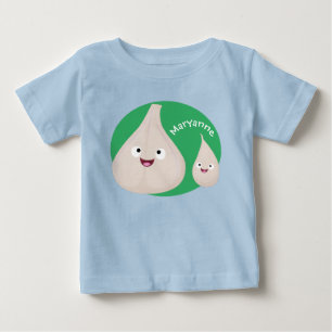 Camiseta Imagem vegetal do desenho animado de alho cúprico