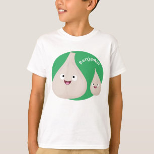 Camiseta Imagem vegetal do desenho animado de alho cúprico