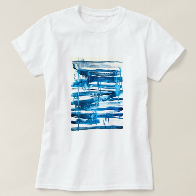 Camiseta Imagens de cor da água abstrato azul (Frente do Design)