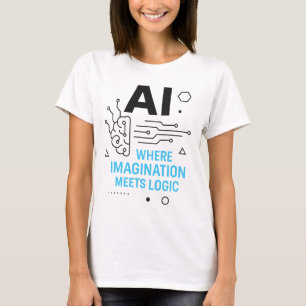 Camiseta Imaginação IA Encontra Tee Lógica Tecnologia cri