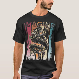Camiseta Imagine Dragão Uma Vintage Retrô-Camisa De Arte Le