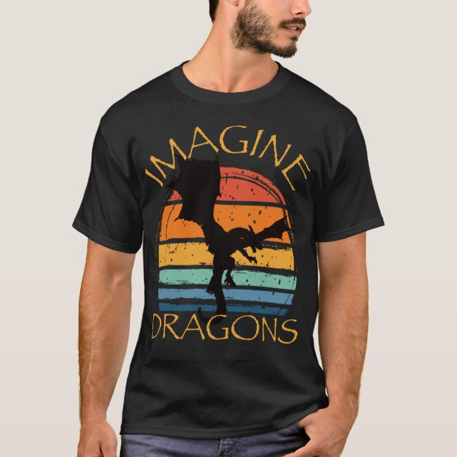 Camiseta Imagine Fantasy Dragons Vintage Style funny vintag (Frente)