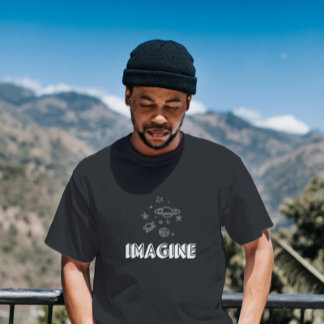 Camiseta Imagine o design de texto 3d