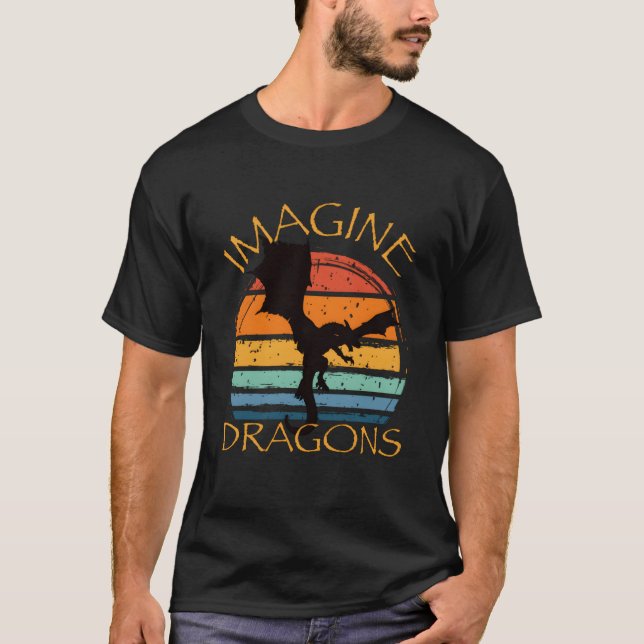 Camiseta Imagine o estilo fantasia do dragão mito (Frente)