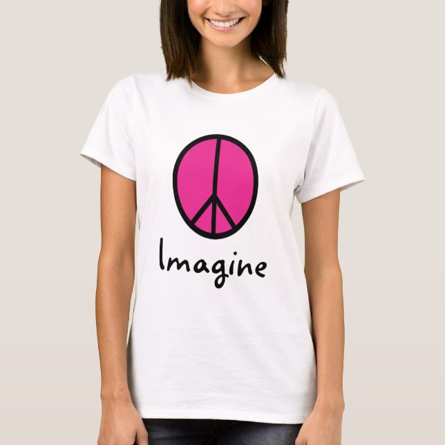 Camiseta Imagine o símbolo de PAZ COR-DE-ROSA (Frente)