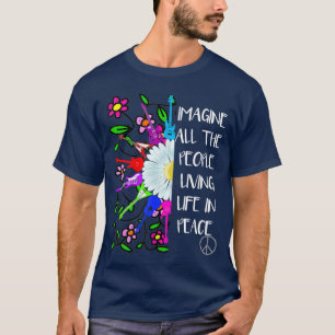 Camiseta Imagine Paz Groovy Hippie Colorido Rock Folk 70s