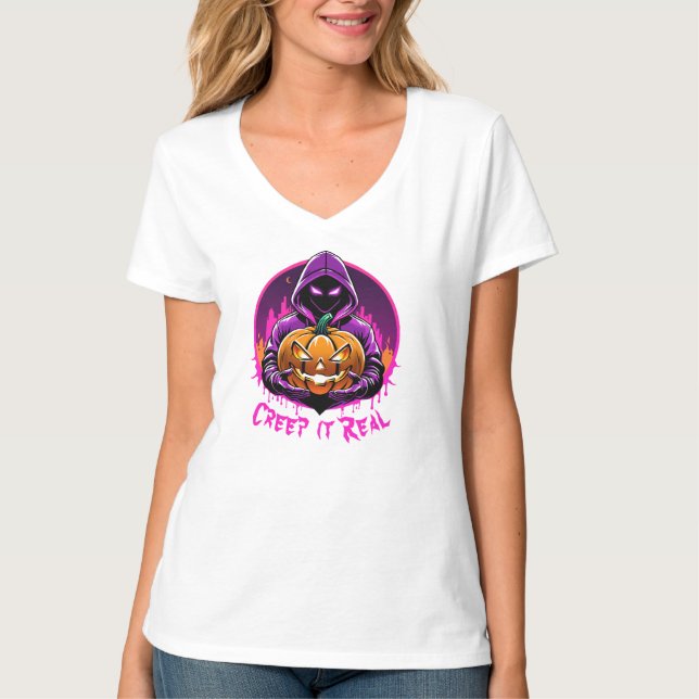 Camiseta Imaginem o Halloween Real, Horror (Frente)