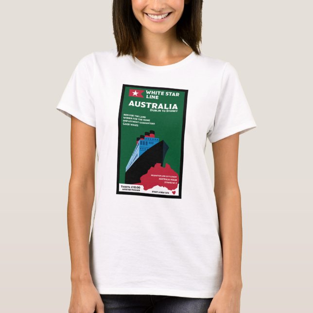 Camiseta Imigração Australiana - Arte Vintage (Frente)