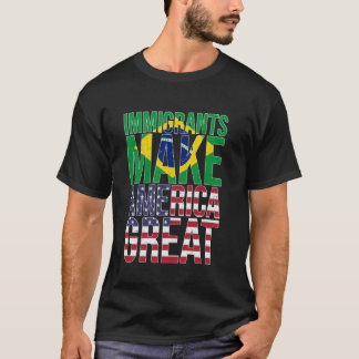 Camiseta Imigrantes Brasileiros Tornam a América Grande Grá