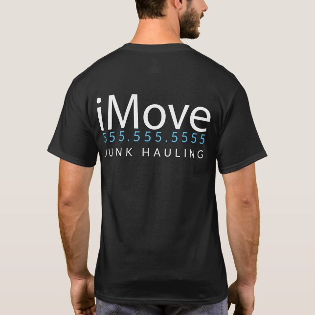 Camiseta iMove. Alador do lixo. Promo Merch da remoção da (Verso)