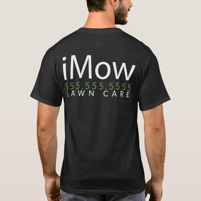 Camiseta iMow. Cuidado do gramado. Ajardinando Merch (Verso)