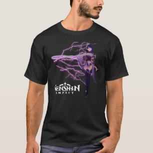 Camiseta Impacto Genshin - Raiden Shogun Ei (Com Logotipo) 