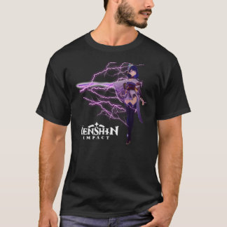 Camiseta Impacto Genshin - Raiden Shogun Ei (Com Logotipo) 