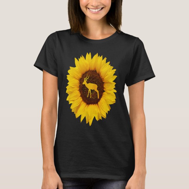 Camiseta Impala Para Mulheres Antílope Ewe Ram Sunflower (Frente)